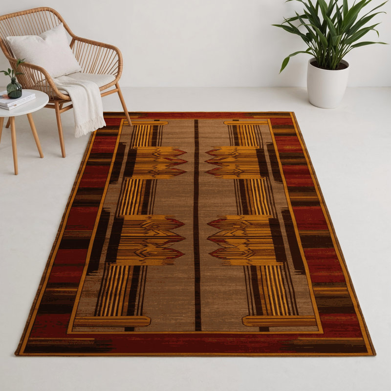 ArtDeco Brown Indoor and Outdoor Area Rug, Rectangle 9' x 12'