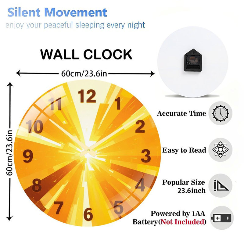 Sunburst - Horloge murale 24 po
