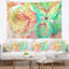Tapisserie fleur à papier vert rouge floral-28501770