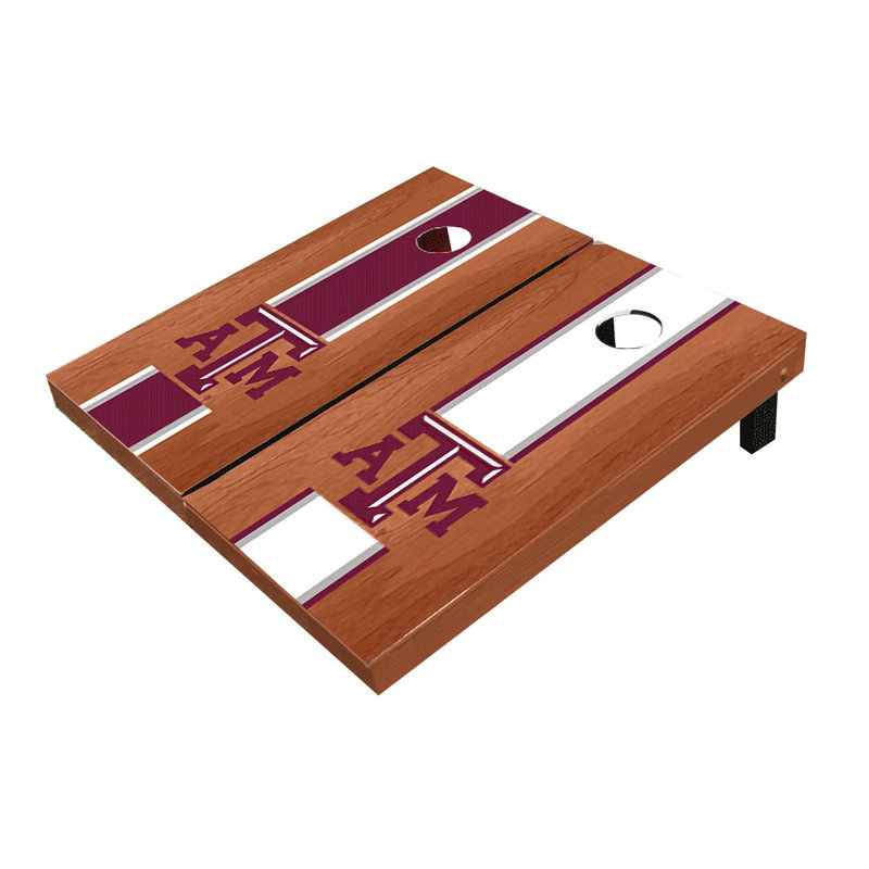 Planches de cornhole à rayures 2 'x 3' NCAA, Bois de rose alternant, Texas A&M Aggies