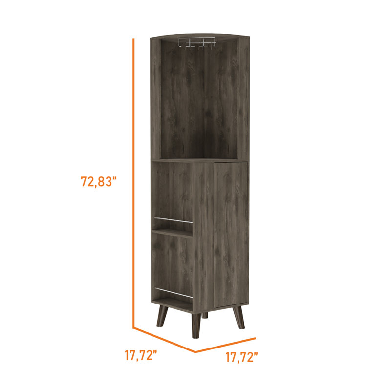 Dark Brown 1-Drawer 2-Shelf Corner Bar Cabinet