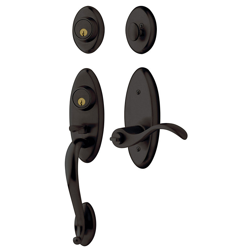 Landon Complete Inactive Landon Dummy Handleset with Lever and Rosette, Right, Distressed Oil Rubbed Bronze