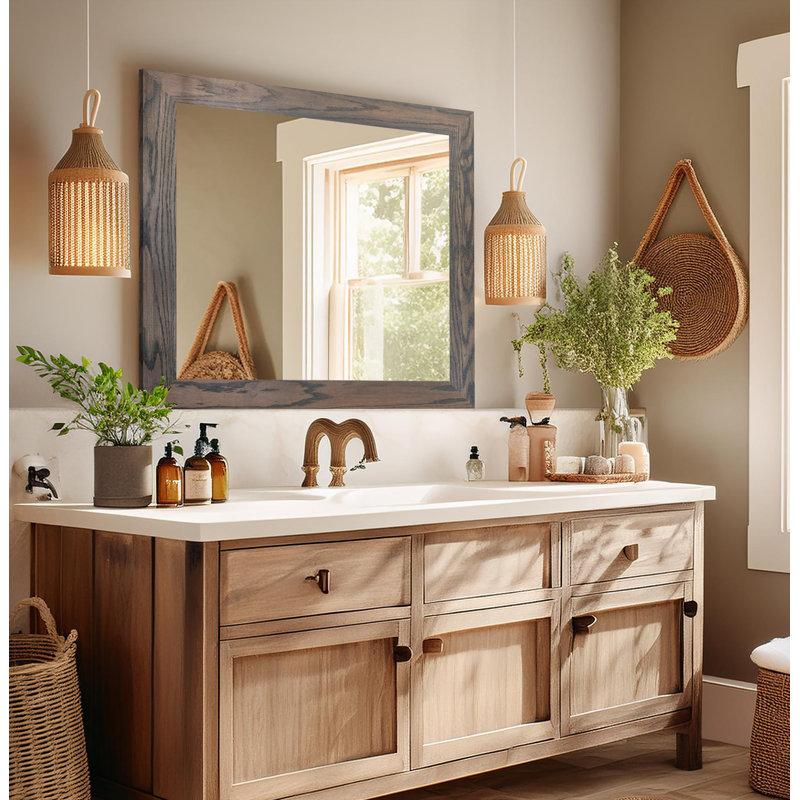 Miroir en bois franc Lark Manor ™ Ozark, 33 po x 34 po, Gris carbone