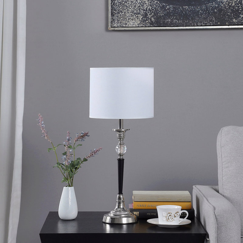 Lampe de table - Cristal de chandelier Albi de 22,75 po de hauteur, matériau décoratif noir et argent