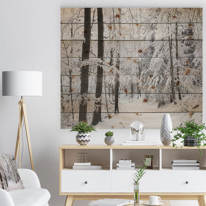 Forêt d'hiver dense et allée Forêt d'hiver dense et allée - peinture sur, H 30 po x l 40 po x P 1 po