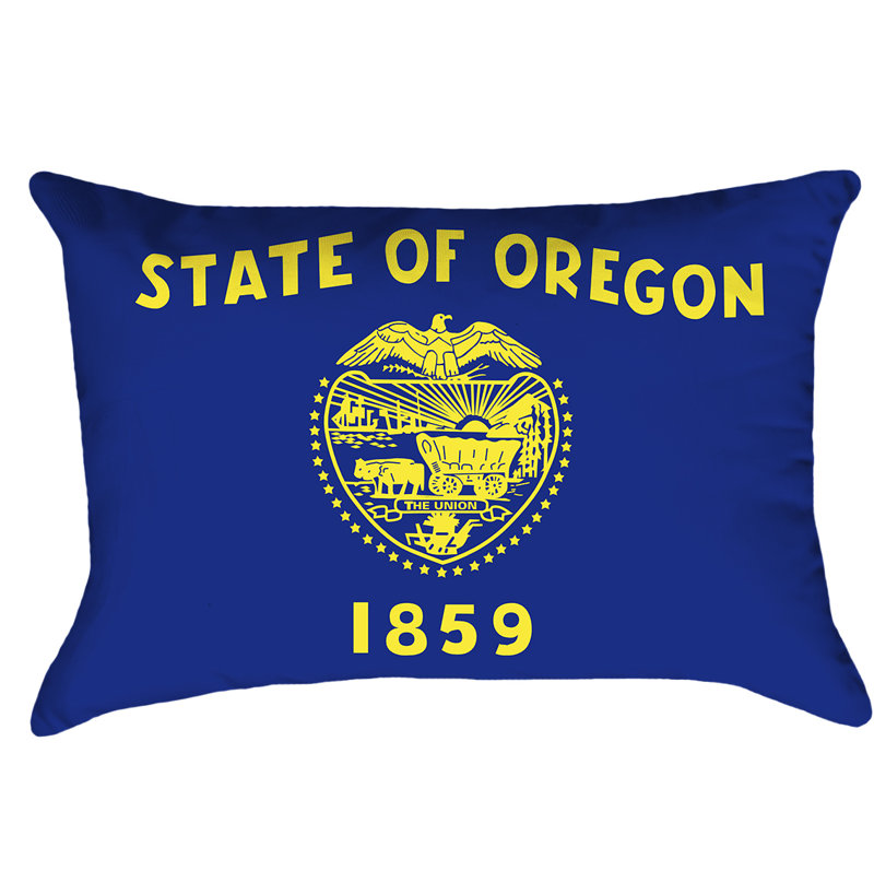 Drapeau oregon, Housse de coussin, Pas de bourre, Simililin - Fermeture à glissière dissimulée et