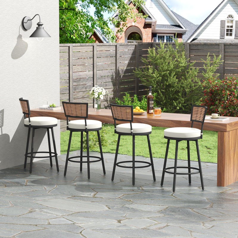 Swivel Outdoor Bar&Counter Stool with Cushion(Set of 4)