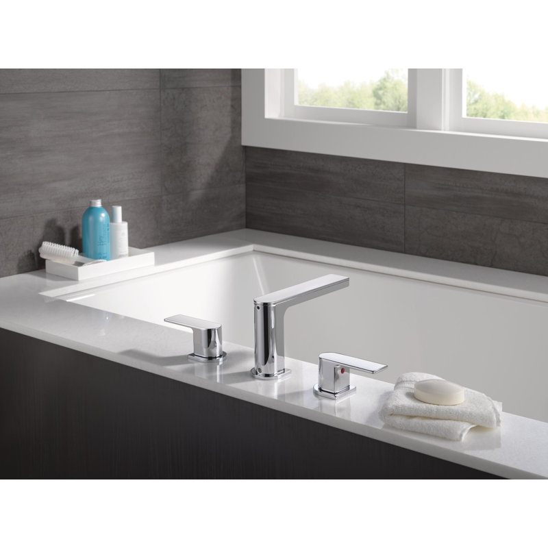 Double Handle Deck Mounted Roman Tub Faucet, Chrome