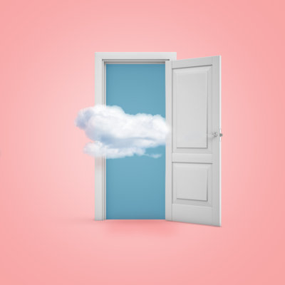 Open Doorway And Cloud - Wrapped Canvas Print