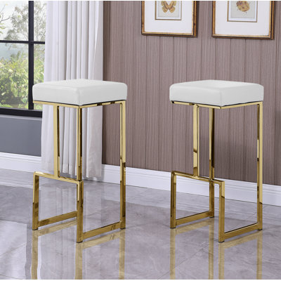 Jochebed Upholstered Counter Stool with Metal Frame