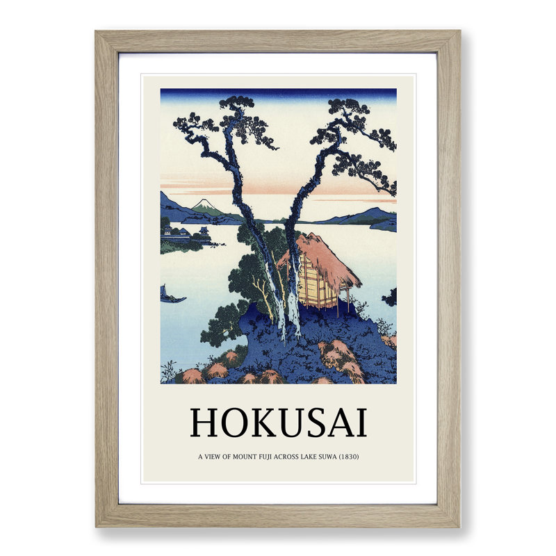 A View of Mount Fuji Across Lake Suwa by Katsushika Hokusai - Picture Frame Painting, Oak Framed, 48cm H x 36cm W x 2cm D