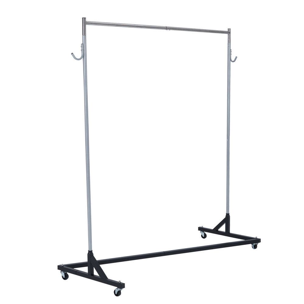 Z Rack, 220 LBS Portable Rolling Clothes Rack, Heavy Duty Garment Rack with Nesting Base, 59'' Length Commercial Clothing Rack with 360° Wheels for Li