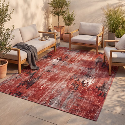 Tapis moderne vieilli uni rouge, noir, gris et blanc, antidérapant à poils courts, pour salon, chambre, salle à manger, entrée, couloir, bureau, cuisine, zones de passage intense, facile à nettoyer, imprimé, ultra doux, à bords ourlés et lavable.