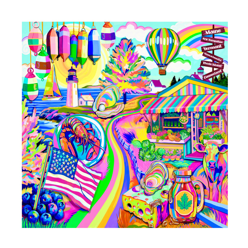 Art sur toile Jess Stempel New England, H 14 po x l 14 po