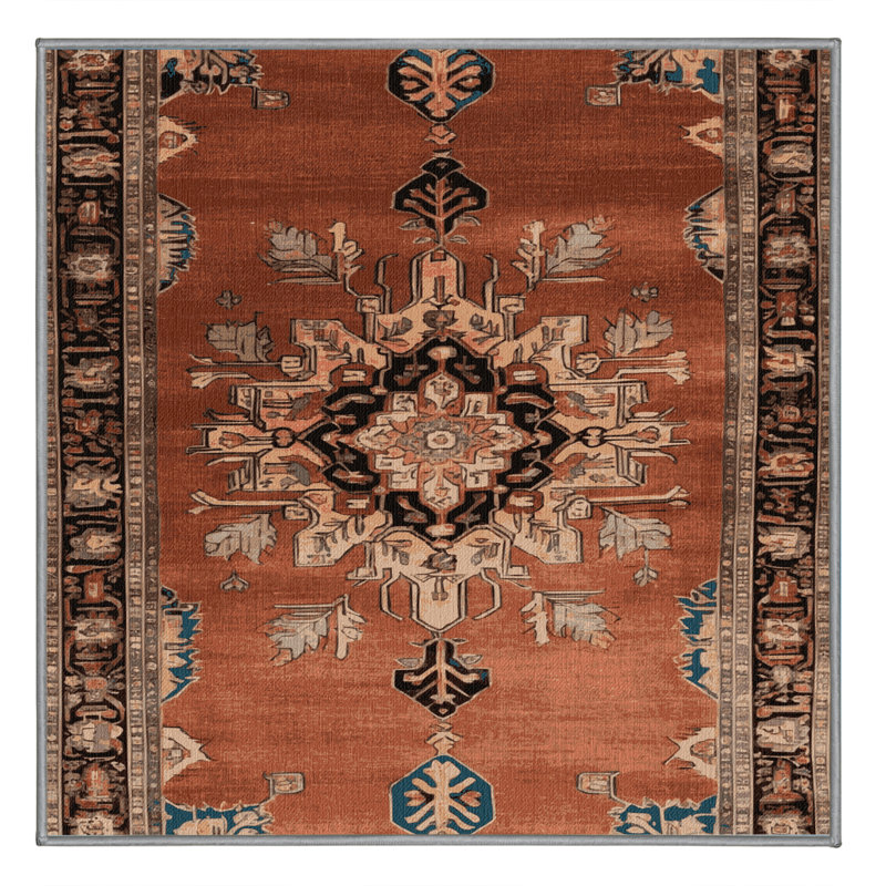 Tapis brun lavable à la machine, Carré 7 pi