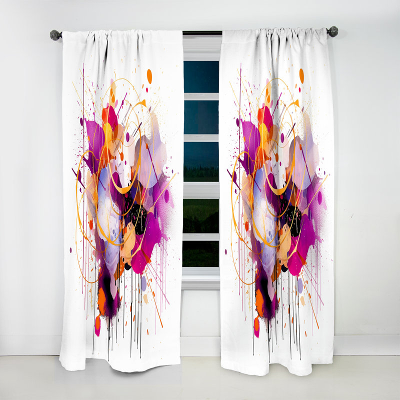 Purple Gold Whispered Abstractions III - Modern Velvet Curtain - Room Darkening - 1 panel, 52" W x 120" L