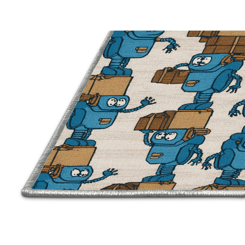 Machine Washable Transportation Beige Area Rug
