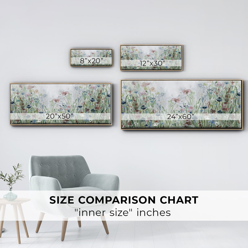 Champ de fleurs sauvages - toile encadrée, H 20 po x l 50 po
