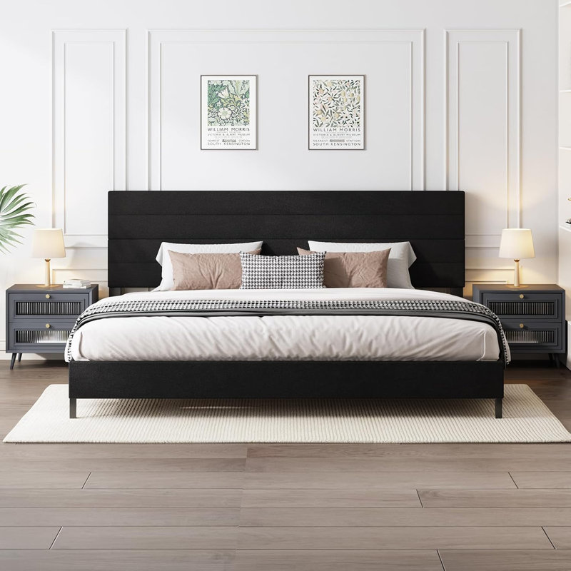 Yeudiel Upholstered Platform Bed, King, Black