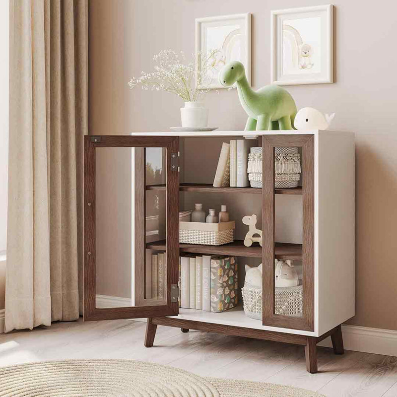 Mid-Century Modern Brown and White Metal Curio Cabinet