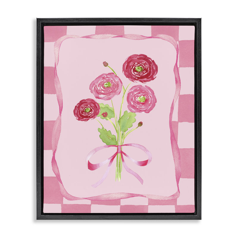 Cadre flottant jolie et douce Renoncule, design par Nina Jacobs, Cadre flottant noir de jais, H 21 po x l 17 po