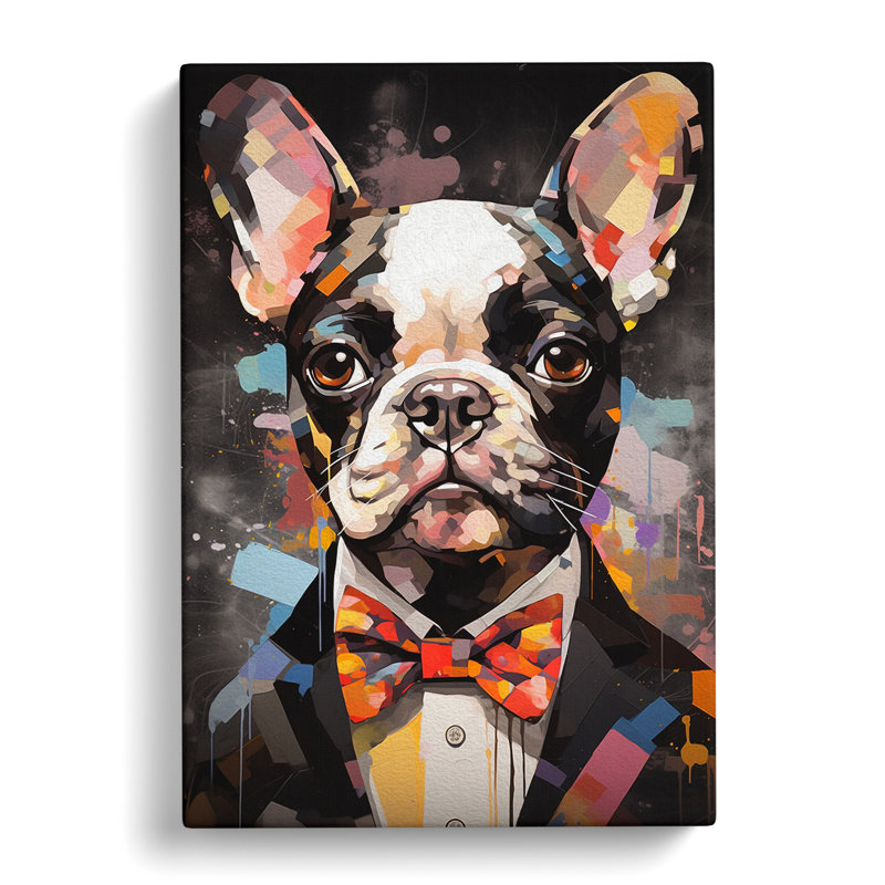 French Bulldog Dadaism Art - Wrapped Canvas, 60cm H x 40cm W x 3cm D