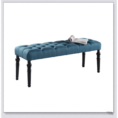 Leviton Fabric Tufted Turned Leg Dining Bench, Combining Classic Elegance with Comfortable Seating for Any Dining Space.