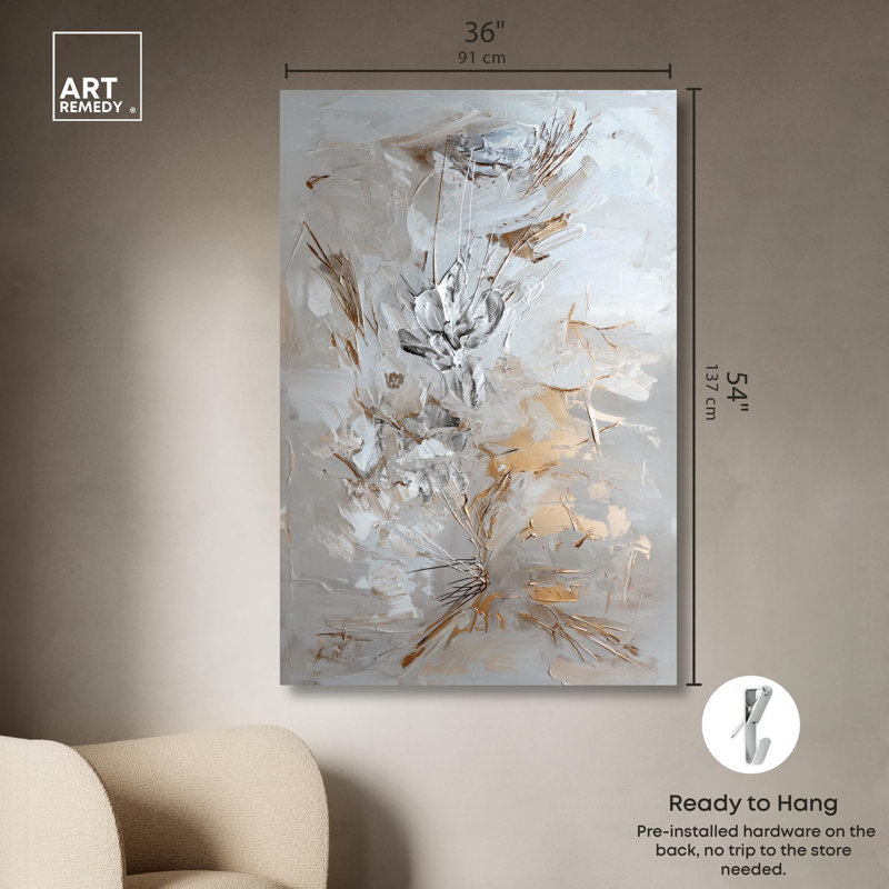 Golden Mirage, toile élégante abstraite dorée par Art Remedy, Toile tendue, H 54 po x l 36 po