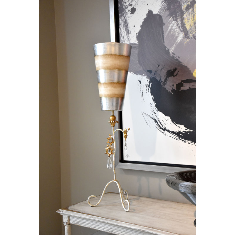 Tivoli 38" Tripod Table Lamp, Silver/White