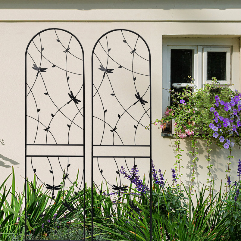 4 treillis de jardin en métal 86,7 po x 19,7 po, support de fleurs extérieur antirouille, noir, installation rapide et facile pour les plantes grimpantes Paquet de 4 treillis 86,7 po x 19,7 po, entretien, pratique pour assembler les fleurs