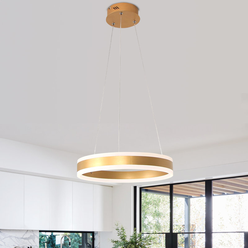 Luminaire suspendu à DEL Dilnoza, 59" H x 15.7" W x 15.7" D, Doré