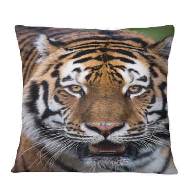 Portrait d'un tigre de Sibérie - coussin décoratif traditionnel imprimé