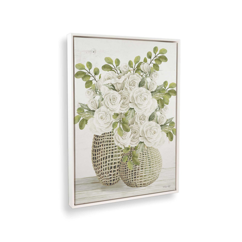 «Woven Delight» par Cindy Jacobs, reproduction d'art, L 30 x H 40, Toile avec cadre, Blanc