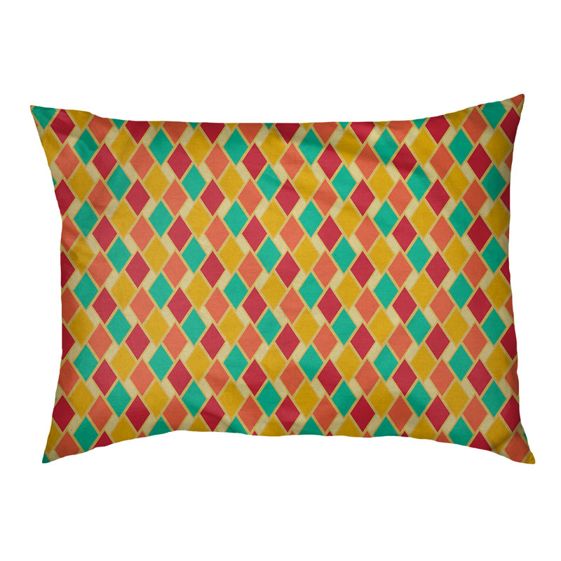 Coussin de diamants rétro Byrge, Très grand (l 52 po x P 42 po x H 17 po), Or / rouge / turquoise foncé