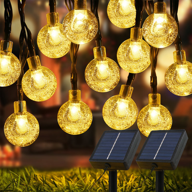 Guirlande de 36 lumières solaires extérieures de 36 pi avec 8 modes marche / arrêt automatiques, imperméables, blanc chaud 2700K (ensemble de 2)