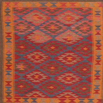 Tapis noir/orange/beige contemporain Neophytos