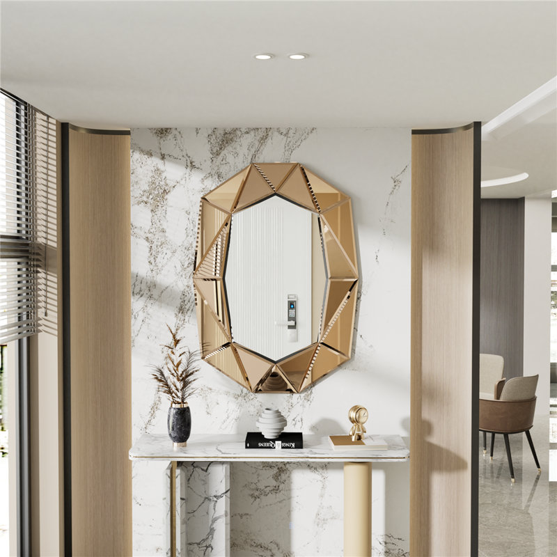 Briahna Glass Oval Wall Mirror, Brown