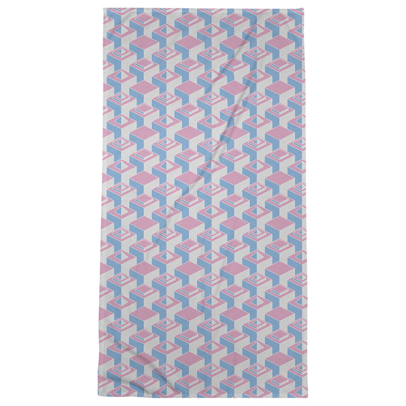 Serviette de plage classique gratte-ciels, Rose / bleu clair