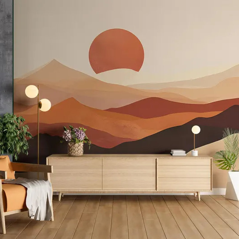 Adhésif mural paysage désertique Warm Desert Sunset, L 108 po x l 96 po
