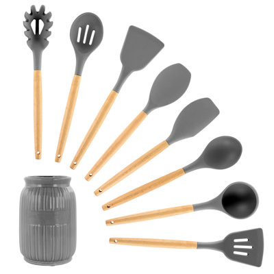 Ensemble d'ustensiles de cuisine en bois et en silicone 9 pièces Mega Chef