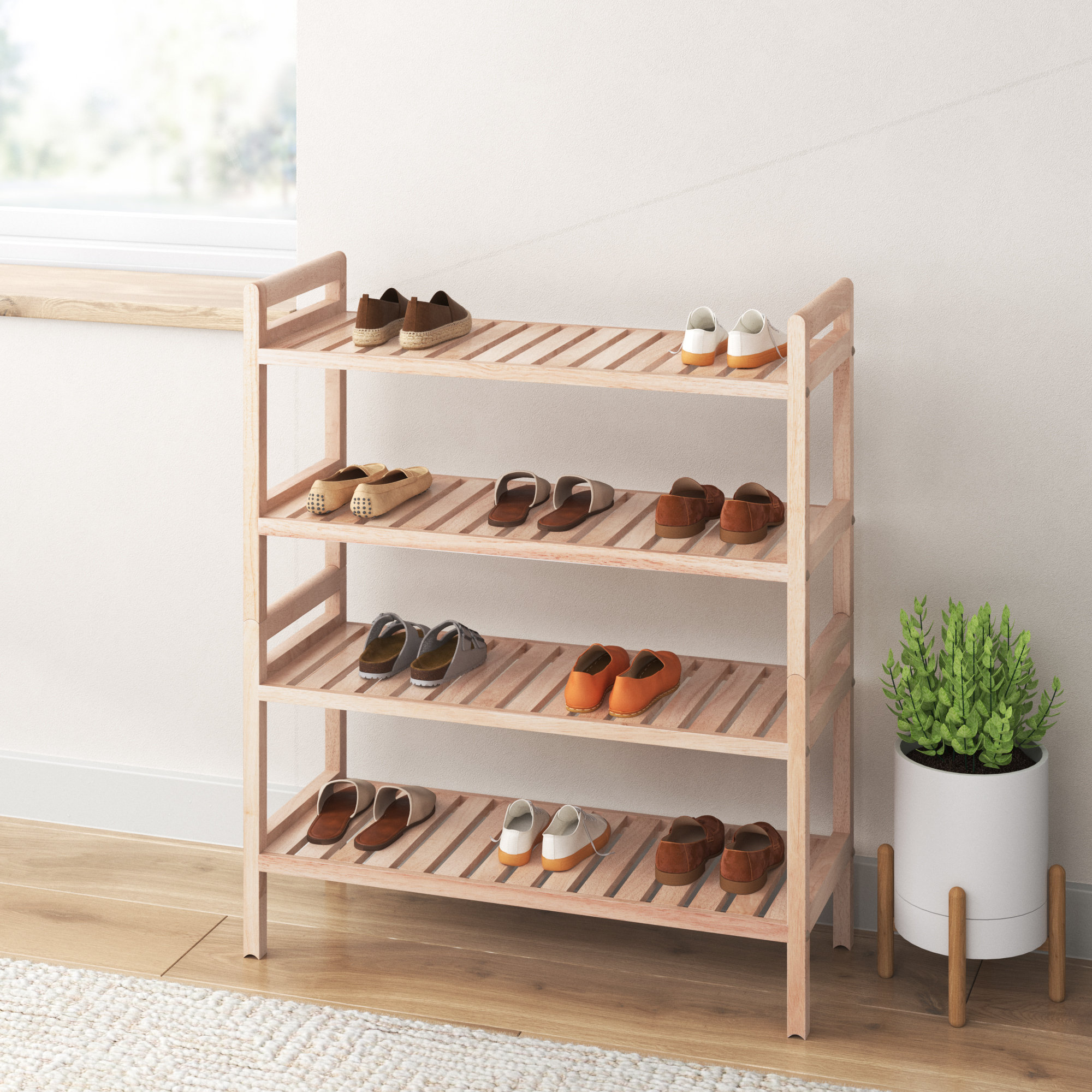 Stackable wood shoe rack outlet