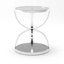 Table basse moderne en verre avec 2 niveaux, cadres en forme d'anneau, structure en métal et verre trempé transparent-129948408-129948409