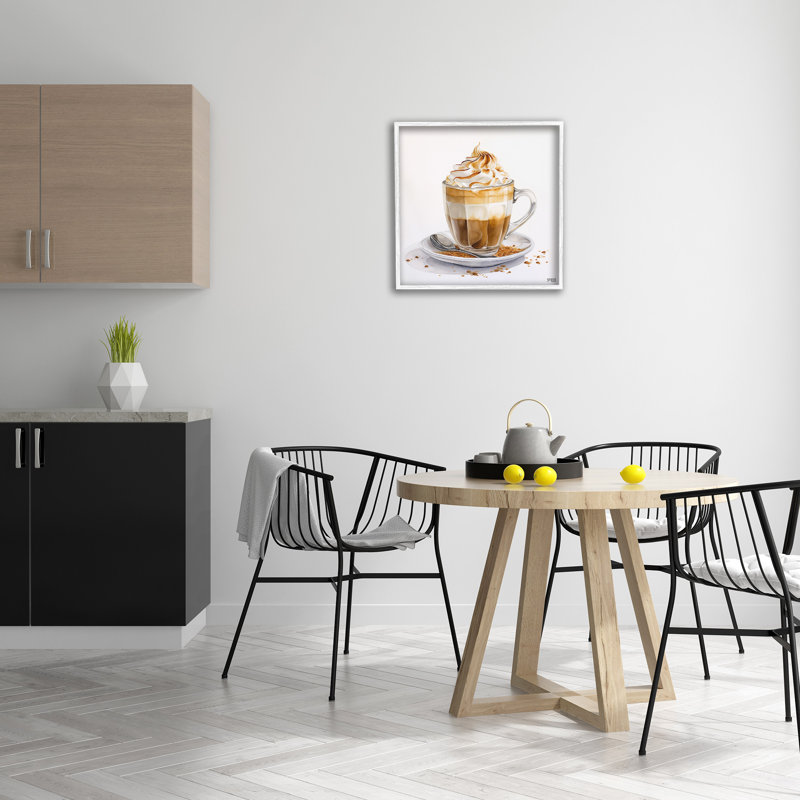 «Cafe Dessert Latte», estampe numérique encadrée par RB, Giclée encadrée blanc bord de mer, H 24 po x l 24 po