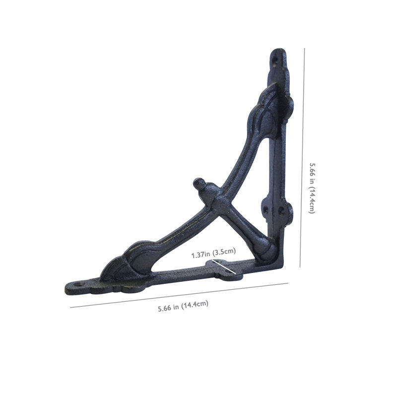 Stalham Half Round Bracket with Support, Antique Black