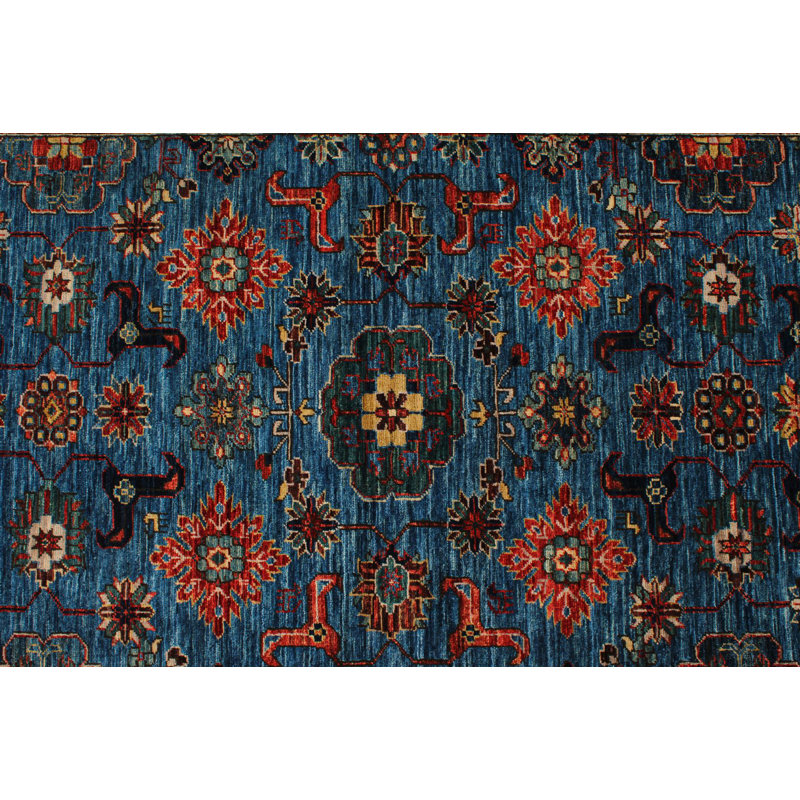 3x5 Blue and Rust Traditional Rug