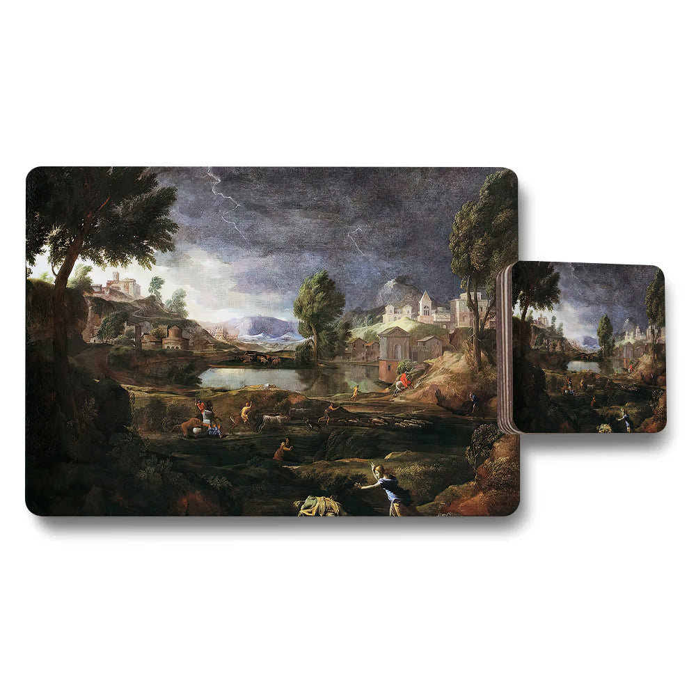 Landscape Painting Placemat And Coaster Set For Dining Table Decor