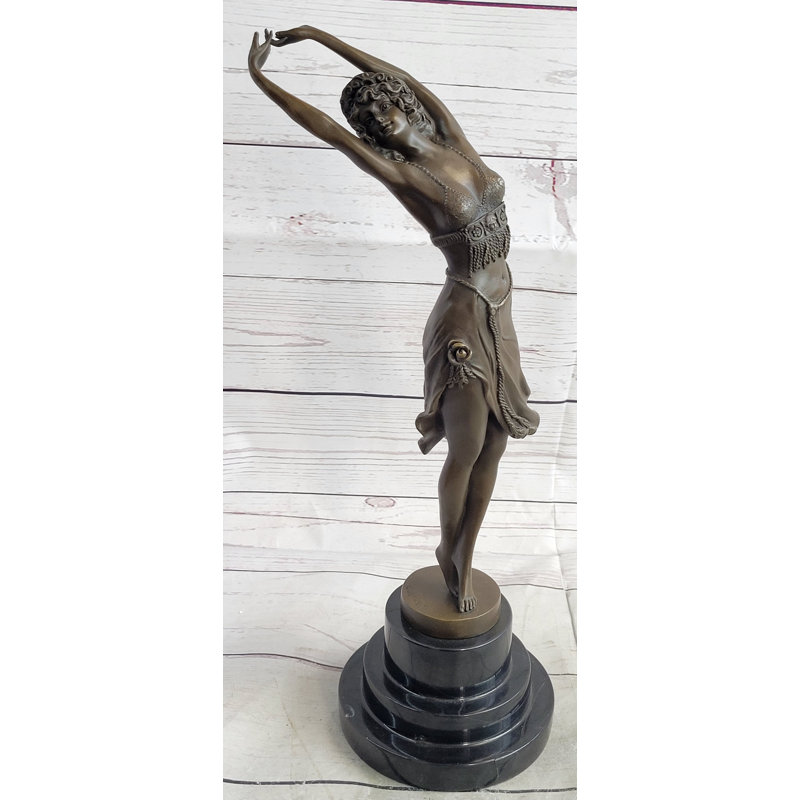 Art déco bronze gracieuse ballerine Cinquième pose Ballet Belly Dancer Girl Sculpture Statue