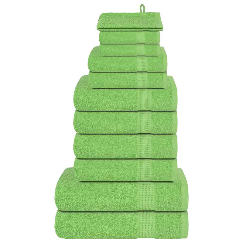 Towel Set 360 Gsm 100% Cotton, Green, 12 Piece Towel Set