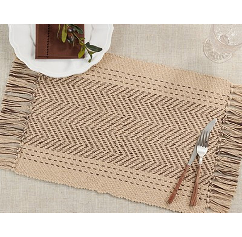Ensemble de napperons de table en coton 100% coton 13 pi x 19 po brun Kantha, Brun