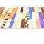 Tapis violet / brun / jaune en cuir de vache Patchwork